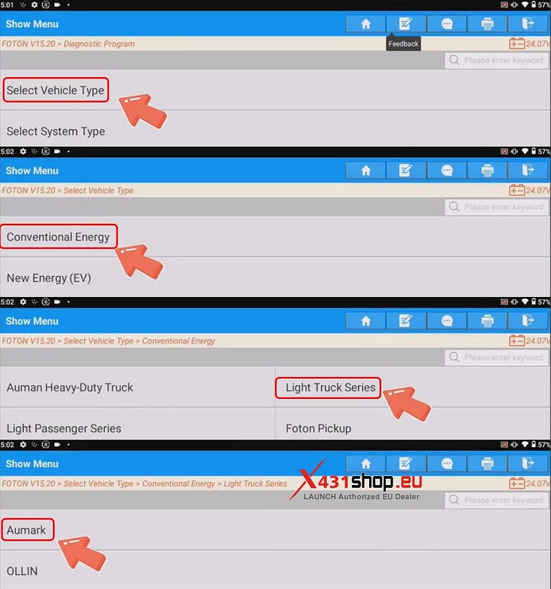 LAUNCH X431 PAD HD_Engine State Test on 2020 Foton Aumark