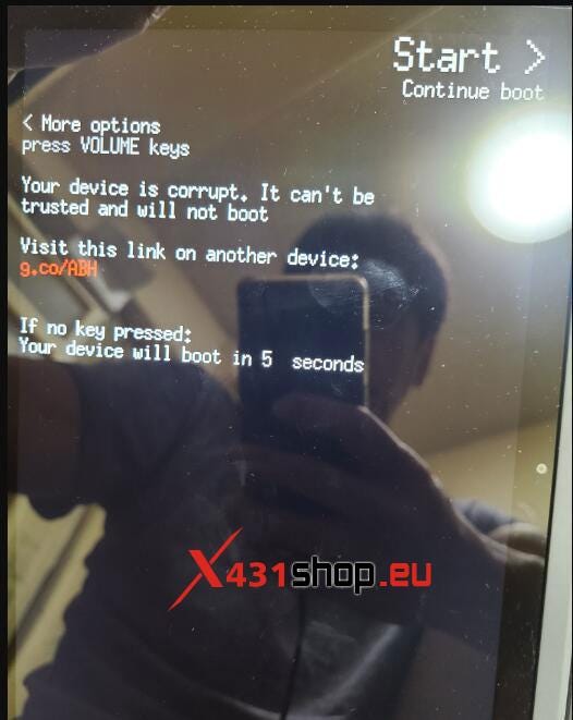 راه‌اندازی X431 Pro5، X431 V+ Device is Corrupted Solution