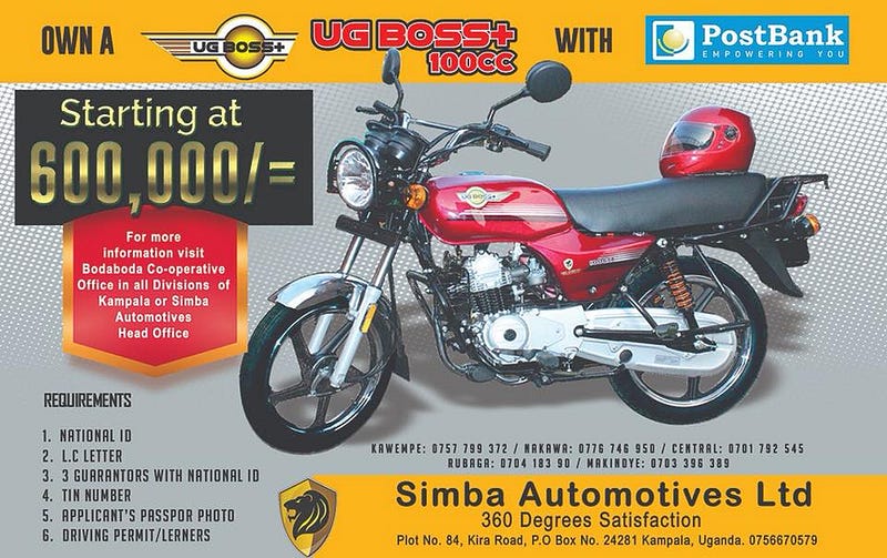 A Simba Automotives financing advertisement for the UG-assembled UG Boss.