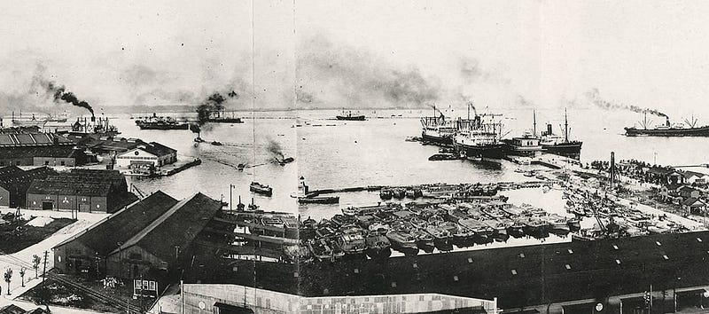 Yokohama’s Minato Mirai port during the late 1800s