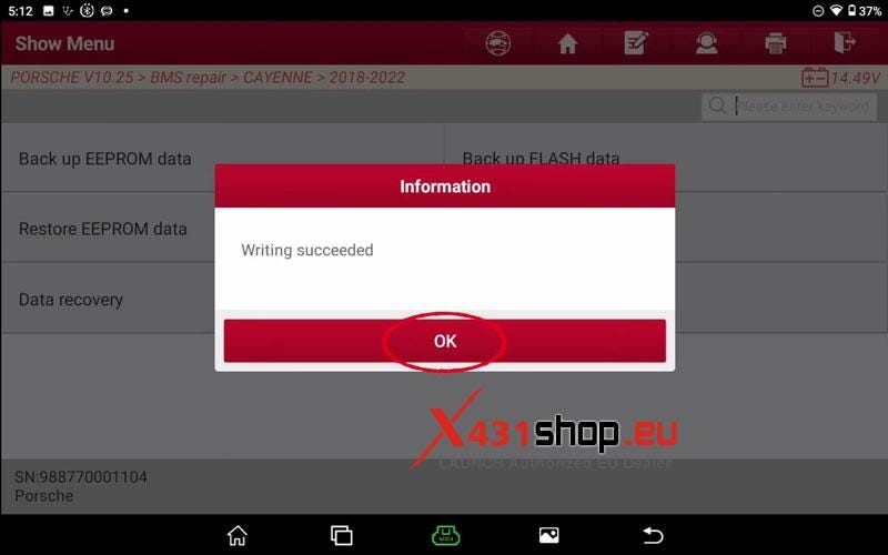 Launch X431 IMMO Plusを使用してポルシェ カイエンのBMS故障を修復する
