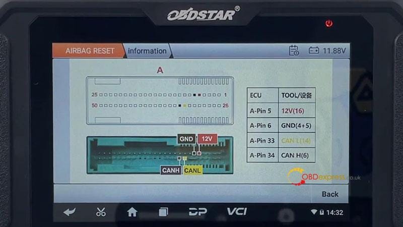 OBDSTAR P50 کیسه هوای JMC R7F701009 را روی نیمکت بازنشانی کنید