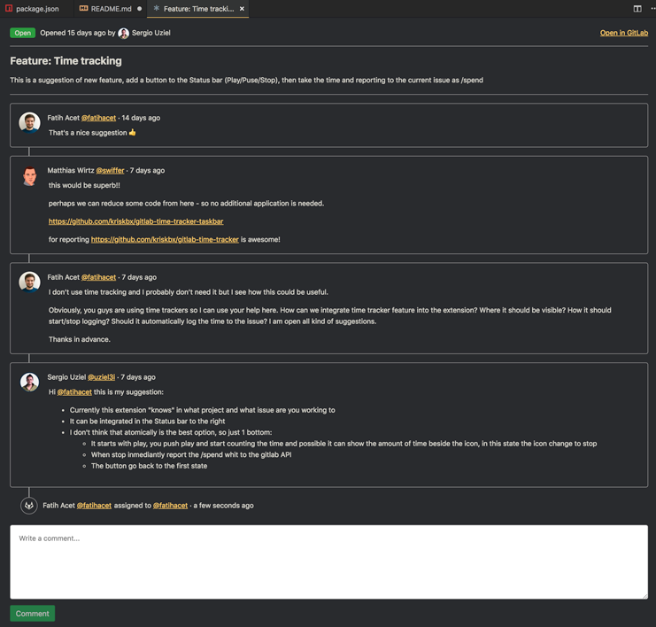 GitLab Workflow Issue and Merge Request details and comments in VS Code