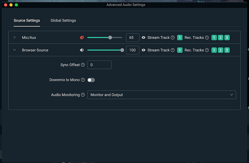 Streamlabs Desktop Advanced Audio Sources