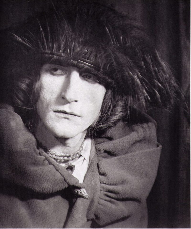Rrose Sélavy, portrait of Duchamp photographed by Man Ray (1921).