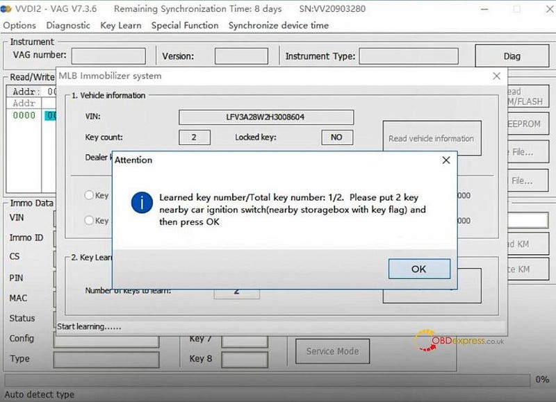 Audi A4L Key Programmed by VVDI MLB Tool and VVDI2