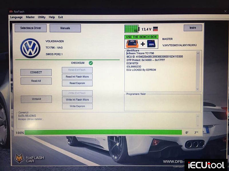 FoxFlash Unlock VW Polo 2013 PCR2.1 on Bench