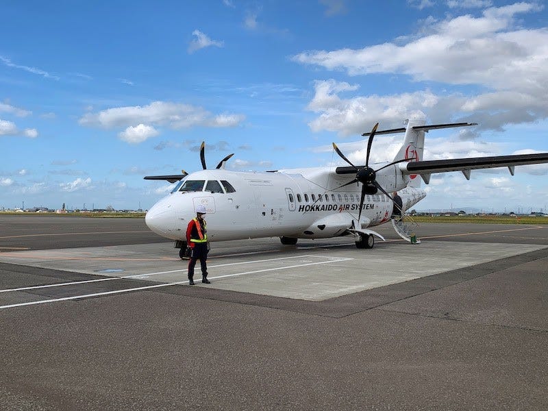 A small plane departs Sapporo for Rishiri Island in northern Hokkaido