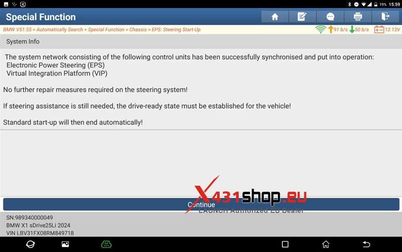 LAUNCH X431 PAD V Perform 2024 BMW U12  EPS Start-Up