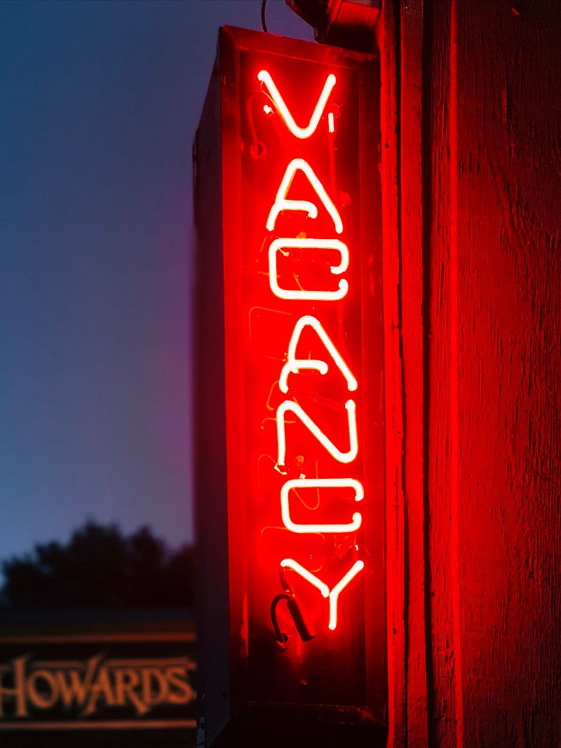 Vacancy sign in neon.