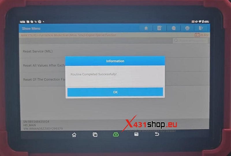 LAUNCH X431 PAD V ELITE_MAN TGMトラック PDF 値のリセット