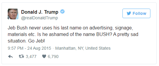Trump twee at Jeb