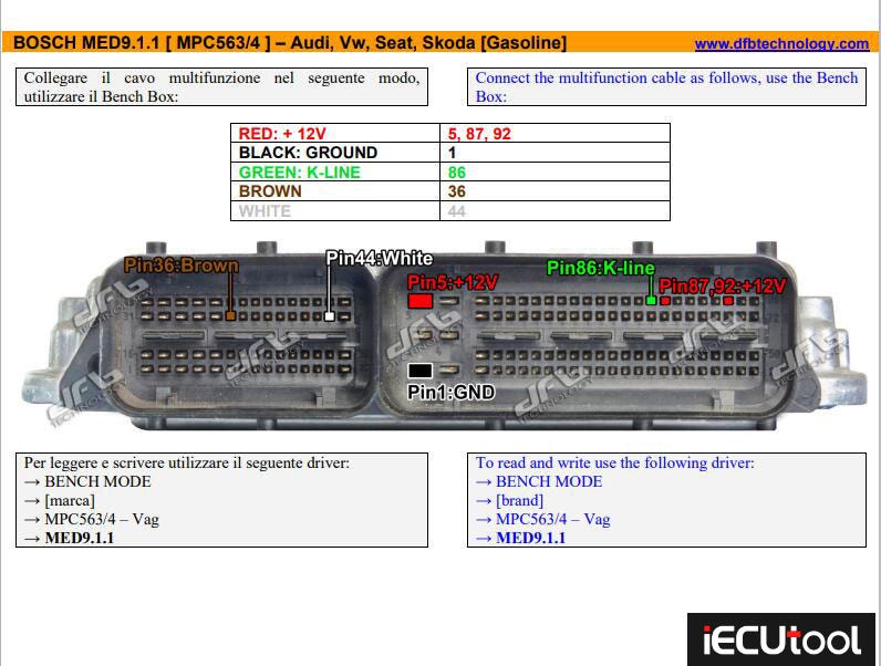 Foxflash Read and Write Audi Q7 MED9.1.1 ECU on Bench