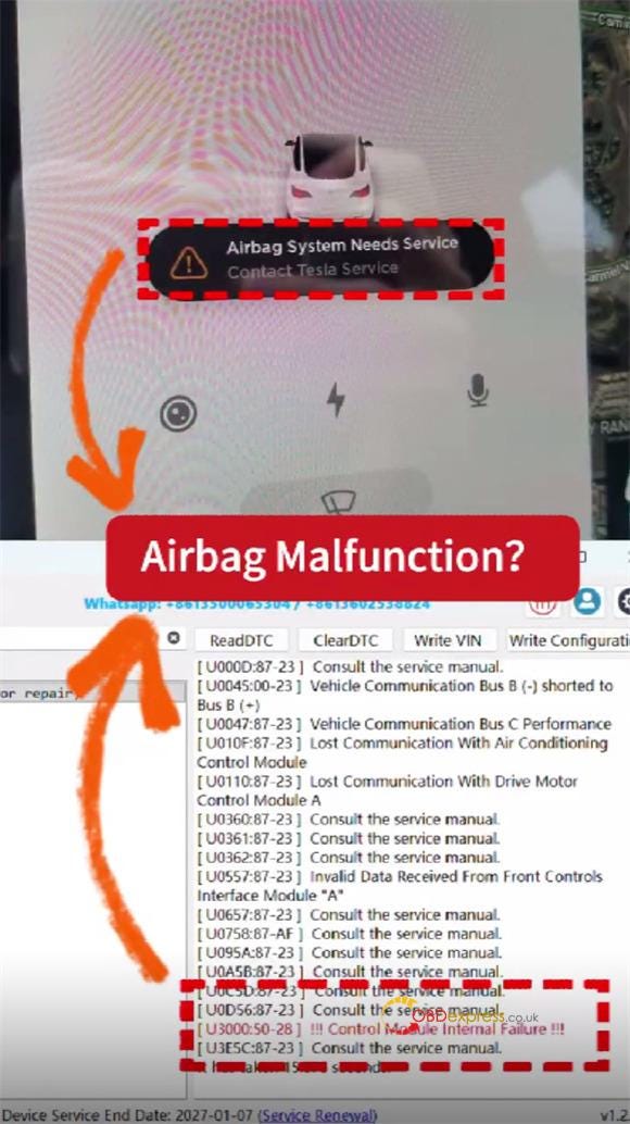 Tesla 1512876-00-E Airbag Repair by CGDI CG100X_CG70