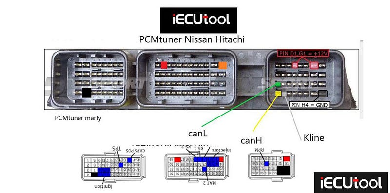 PCMTuner Nissan Hitachi ECU Bench Pinout