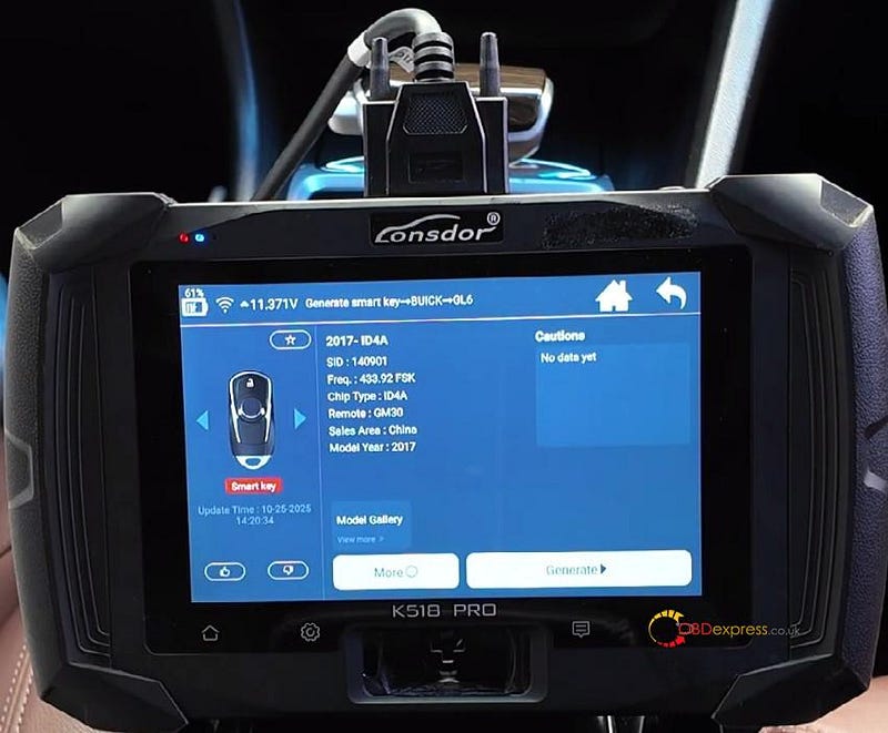 Lonsdor K518 Pro 2018年式 Buick GL6 にスマートキーを追加