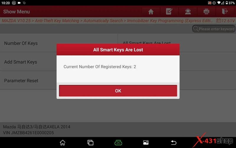 Launch X431 IMMO Plus Elite Program Mazda All Keys Lost
