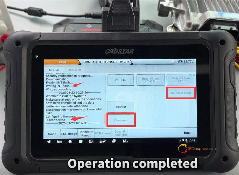 OBDSTAR DC706 Repair 2016 Honda Civic Idle Speed by Bench