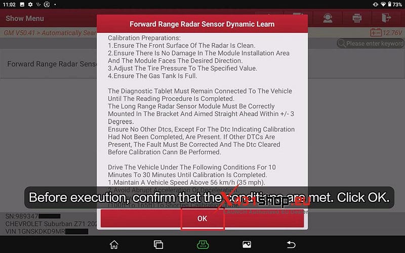 LAUNCH X431 Tool Forward-facing Radar Calibration on Suburban