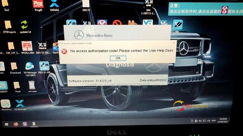 VXDIAG Benz software XENTRY has no authorization code