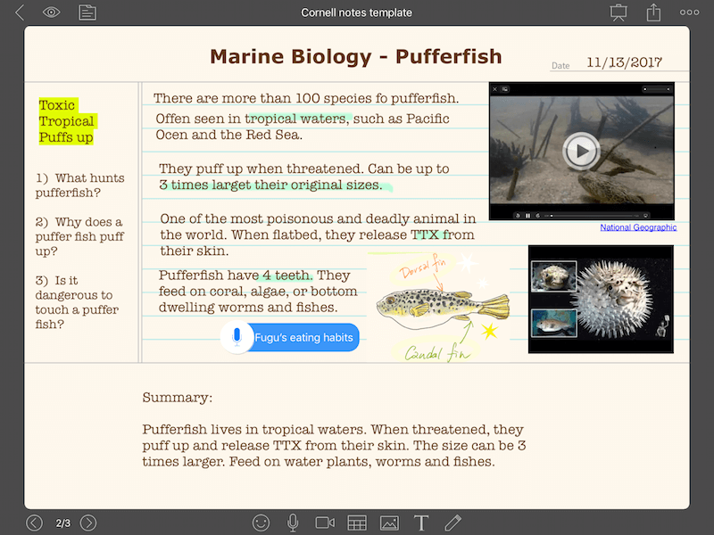 Cornell Notes Template biology