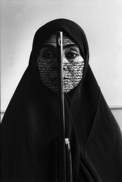 “Rebellious Silence” by Shirin Neshat, one of the works on display in the University Art Museum’s exhibition.