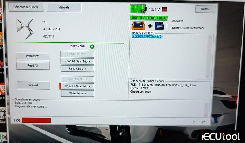 Foxflash Read and Write Citroen MEV17.4 on Bench