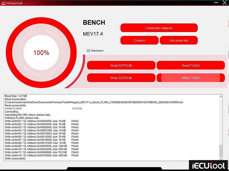 FormulaFlash Read and Write PSA MEV17.4 ECU