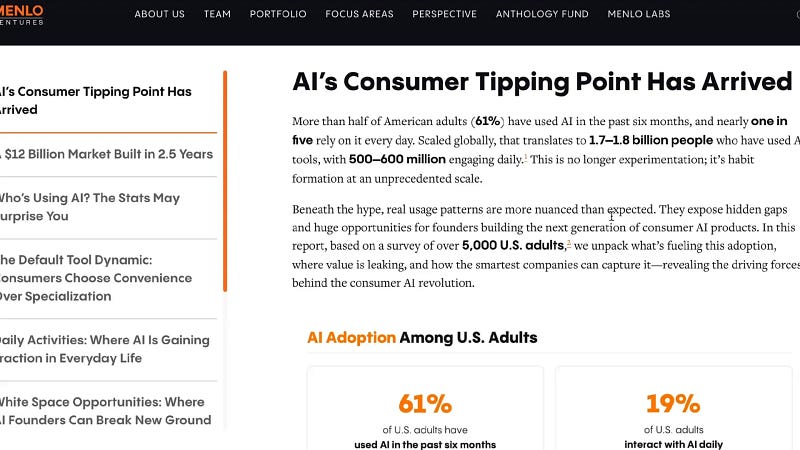 Statistics on AI adoption by American adults