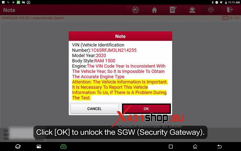 LAUNCH X431_Reset SCR Long-Term Adaptation on 2020 Chrysler RAM 1500