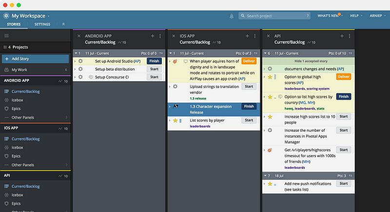 Pivotal Tracker — agile project management tool free