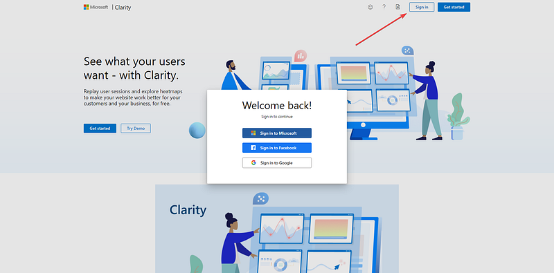 sign up for a Microsoft Clarify account