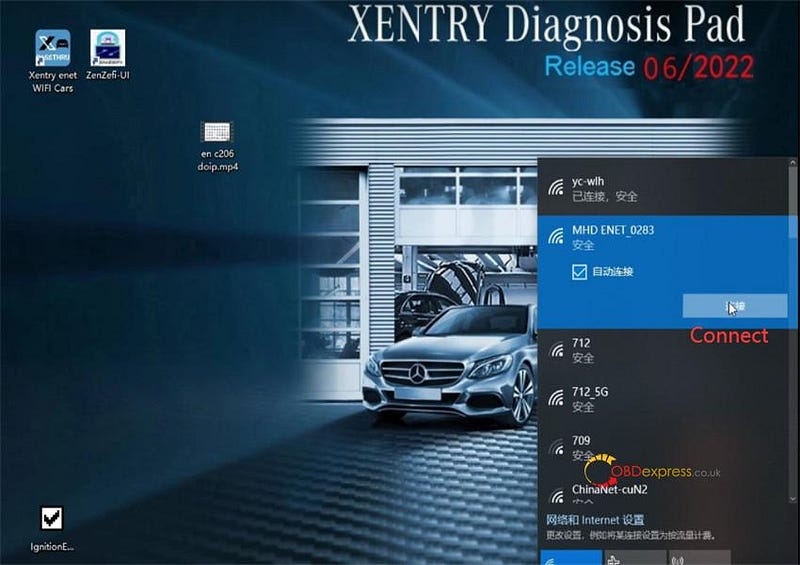 OBD ENET アダプター Xentry ソフトウェアで Benz C206 DOIP を診断