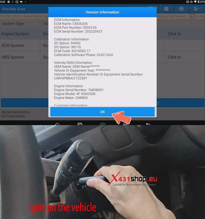 LAUNCH X431 PAD HD_Engine State Test on 2020 Foton Aumark