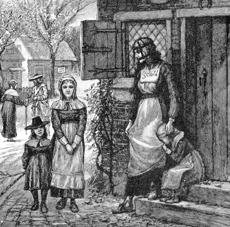 uma mulher com a ferramenta descrita no texto preso ao rosto e ao lado dela três crianças.