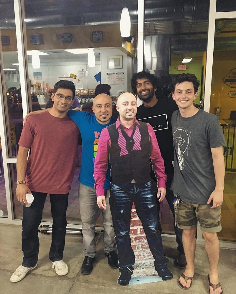 Dinner at Ike's Love and Sandwiches after finishing filming.