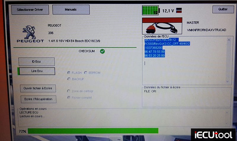 Foxflash Read and Write Peugeot EDC16C3 in OTB Mode