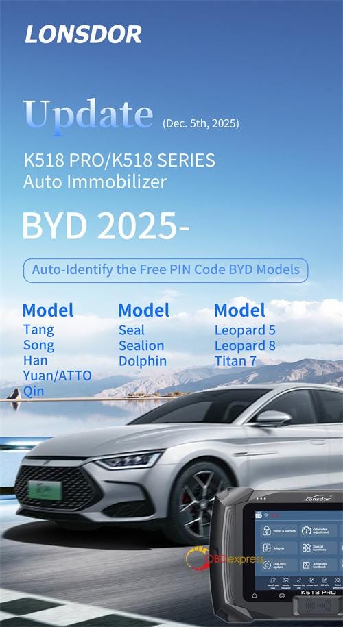 Lonsdor K518 PRO Program 2024 BYD Destroyer 05 Key