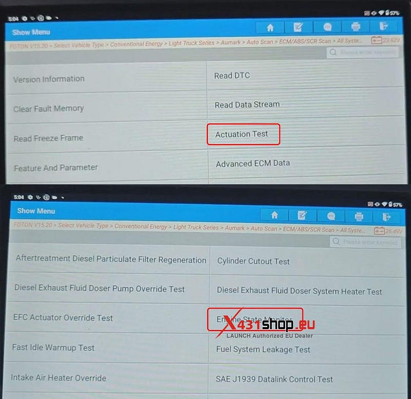 LAUNCH X431 PAD HD_Engine State Test on 2020 Foton Aumark