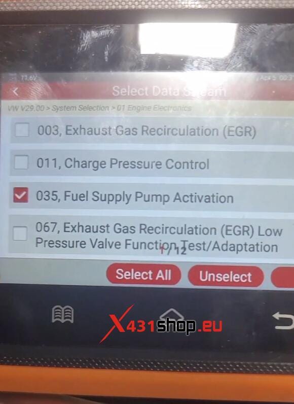 How to use LAUNCH X431 Creader Elite 2.0 BBA Activate VW Fuel Pump