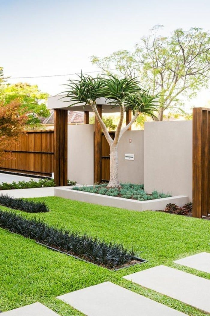 moderne-gartengestaltung-rasen-fläche-beton-gartenweg