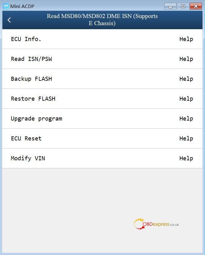 Yanhua ACDP Mini Read Write MSD80 / MSD802 DME ISN