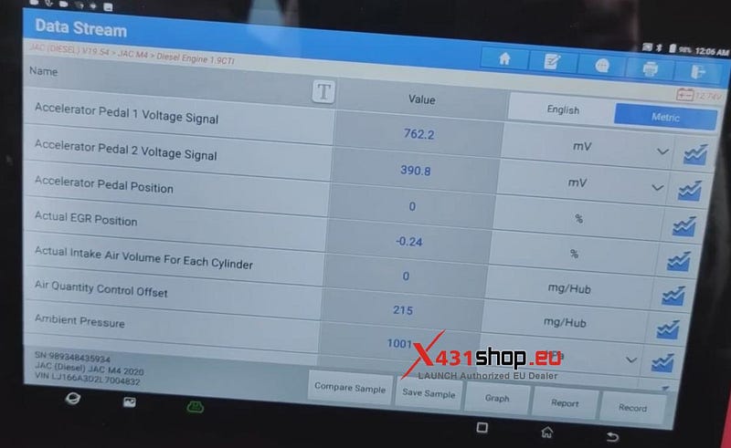 LAUNCH X431 PAD V ELITE    JAC M4