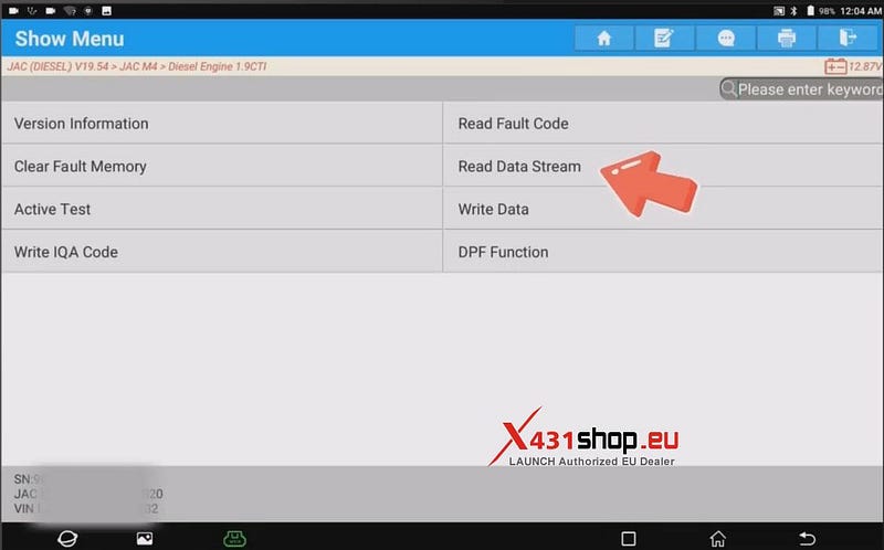 LAUNCH X431 PAD V ELITE    JAC M4