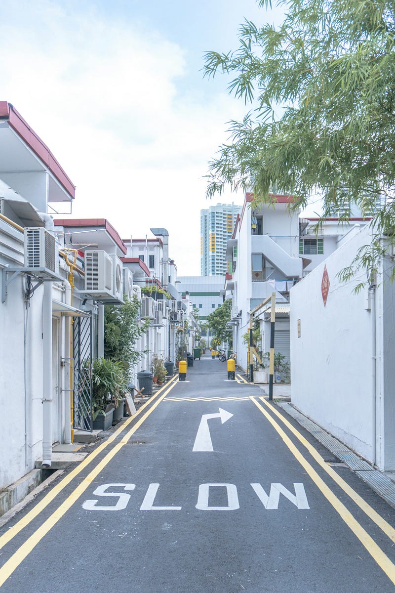 Slow sign on a street.