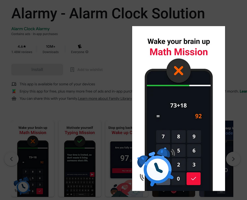 Alarmy on Google Play Store - best time management apps