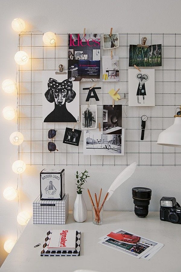 DIY desk mood board decorations