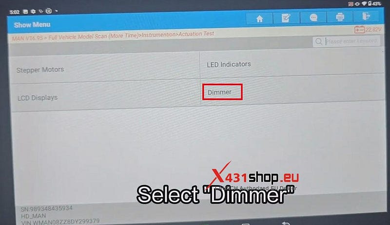 LAUNCH X431 V+ HD_Test MAN TGM 調光器とブザー