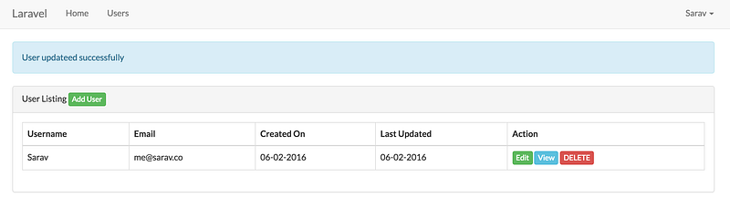 Laravel User Updated