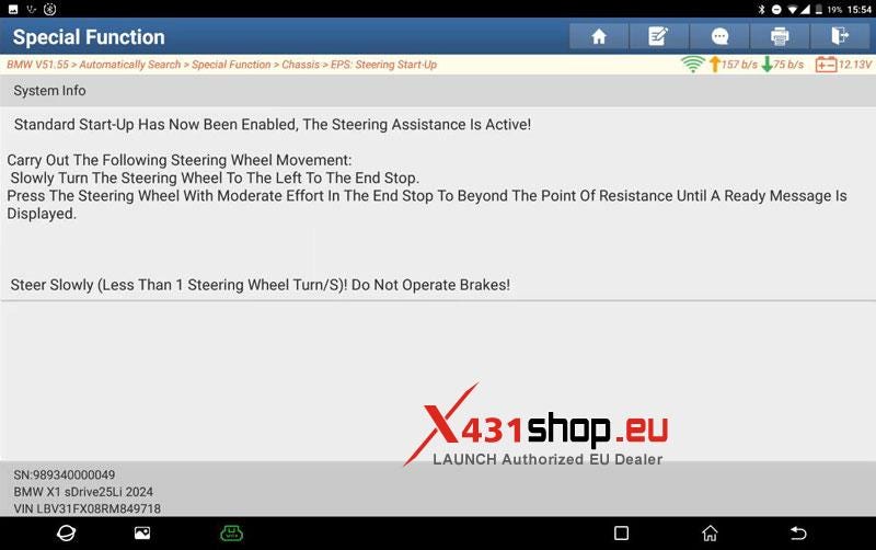 LAUNCH X431 PAD V Perform 2024 BMW U12  EPS Start-Up